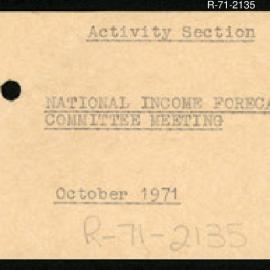 Research Department - Management Section - National Income Forecasting Committee Meeting - October 1971