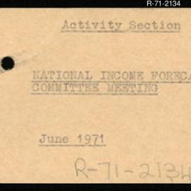 Research Department - Management Section - National Income Forecasting Committee Meeting - June 1971