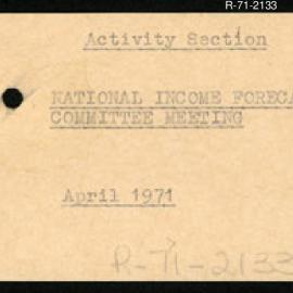 Research Department - Management Section - National Income Forecasting Committee Meeting - April 1971