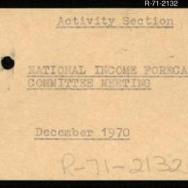 Research Department - Management Section - National Income Forecasting Committee Meeting - December 1970