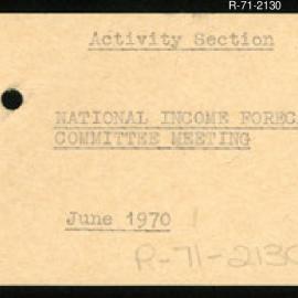 Research Department - Management Section - National Income Forecasting Committee Meeting - June 1970