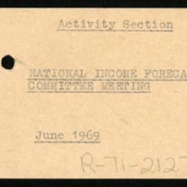 Research Department - Activity Section - National Income Forecasting Committee Meeting - June 1969
