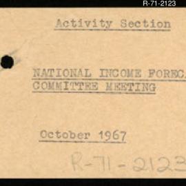 Research Department - Activity Section - National Income Forecasting Committee Meeting - October 1967
