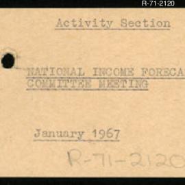 Research Department - Activity Section - National Income Forecasting Committee Meeting - January 1967