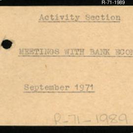 Research Department - Activity Section -  Meeting with Bank Economists - September 1971