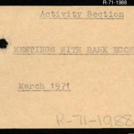Research Department - Activity Section -  Meeting with Bank Economists - March 1971