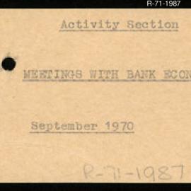Research Department - Activity Section -  Meeting with Bank Economists - September 1970
