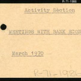 Research Department - Activity Section -  Meeting with Bank Economists - March 1970