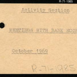Research Department - Activity Section -  Meeting with Bank Economists - October 1969
