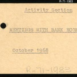 Research Department - Activity Section -  Meeting with Bank Economists - October 1968