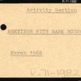 Research Department - Activity Section -  Meeting with Bank Economists - March 1968