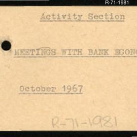Research Department - Activity Section -  Meeting with Bank Economists - October 1967