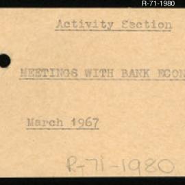 Research Department - Activity Section -  Meeting with Bank Economists - March 1967
