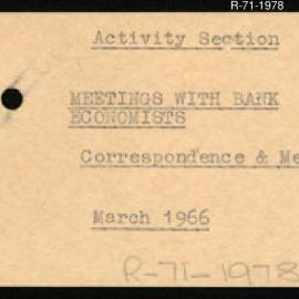 Research Department - Activity Section -  Meeting with Bank Economists - March 1966