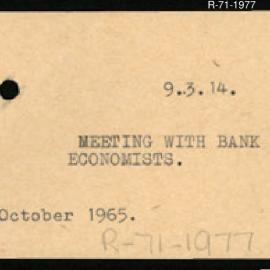 Research Department - Activity Section -  Meeting with Bank Economists - October 1965