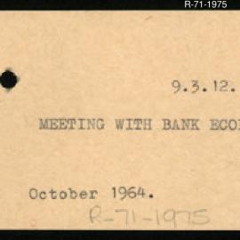 Research Department - Activity Section -  Meeting with Bank Economists - October 1964