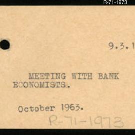 Research Department - Activity Section -  Meeting with Bank Economists - October 1963