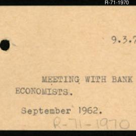 Research Department - Activity Section -  Meeting with Bank Economists - September 1962