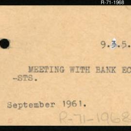 Research Department - Activity Section -  Meeting with Bank Economists - September 1961