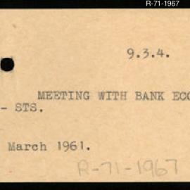 Research Department - Activity Section -  Meeting with Bank Economists - March 1961