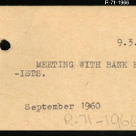 Research Department - Activity Section -  Meeting with Bank Economists - September 1960