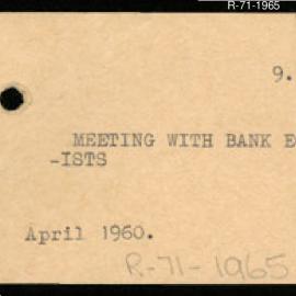 Research Department - Activity Section -  Meeting with Bank Economists - April 1960