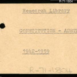 Research Department - Research Library - Constitution - Australia. 1942 - 1959