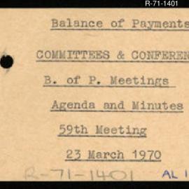 Research Department - Balance of Payments Section - International Reserves - Committees and Conferences - Meetings - Agenda and Minutes - 59th Meeting - 23/3/1970