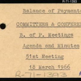 Research Department - Balance of Payments Section - International Reserves - Committees and Conferences - Meetings - Agenda and Minutes - 51st Meeting - 18/3/1966