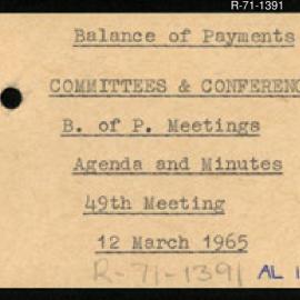 Research Department - Balance of Payments Section - International Reserves - Committees and Conferences - Meetings - Agenda and Minutes - 49th Meeting - 12/3/1965