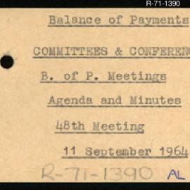 Research Department - Balance of Payments Section - International Reserves - Committees and Conferences - Meetings - Agenda and Minutes - 48th Meeting - 11/9/1964