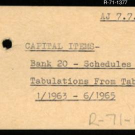 Research Department - Balance of Payments Section - International Reserves - Capital Items - Bank 20 - Schedules and Tabulation from Table 4B - 1/1/1963 - 30/6/1965
