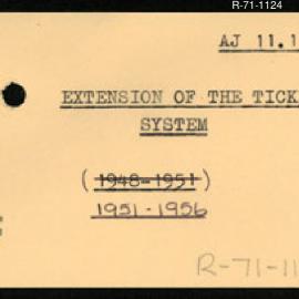 Research Department - Balance of Payments Section - International Reserves - Extension of the Ticket System 1951 - 1956