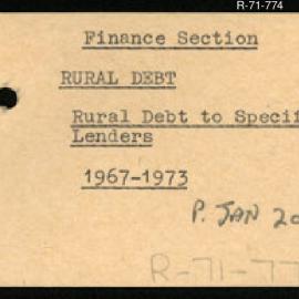 Research Department - Finance Section - Rural Debt - Specified Lenders