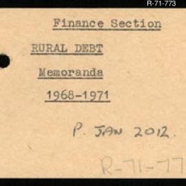Research Department - Finance Section - Rural Debt - Memoranda