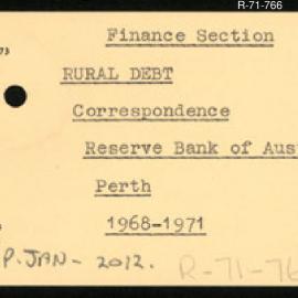 Research Department - Finance Section - Rural Debt - Reserve Bank of Australia - Perth
