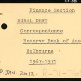 Research Department - Finance Section - Rural Debt - Reserve Bank of Australia - Melbourne