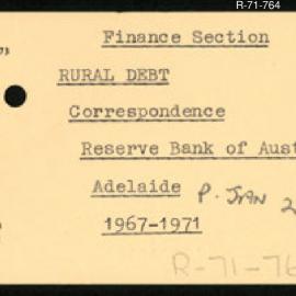 Research Department - Finance Section - Rural Debt - Reserve Bank of Australia -  Adelaide
