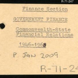 Research Department - Finance Section - Commonwealth / State Financial Relations