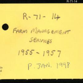 Research Department - Liaison Section - Farm Management Services