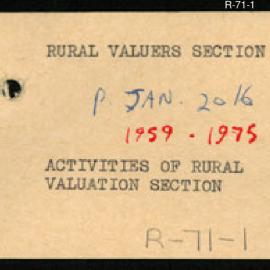 Research Department - Liaison Section - Activities of Rural Valuation Section