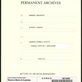 Research Department - Economic Research - Internal Activity - Development - 1956 - 1957