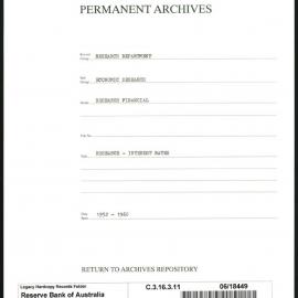 Research Department - Economic Research - Financial - Interest Rates - 1952 - 1960