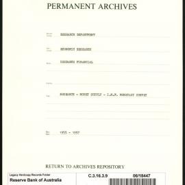 Research Department - Economic Research - Financial - Money Supply - International Monetary Fund (IMF) Survey - 1955 - 1957