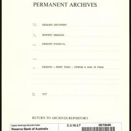Research Department - Economic Research - Financial - Money Flows - Sources & Uses of Funds - 1957