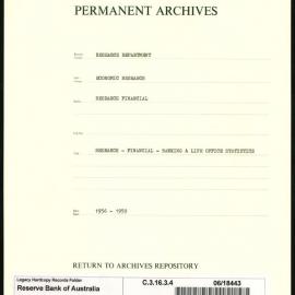 Research Department - Economic Research - Financial - Banking & Life Office Statistics - 1956 - 1959