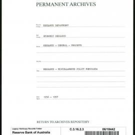 Research Department - Economic Research - General - Projects - Miscellaneous Policy - Memoranda - 1956 - 1957