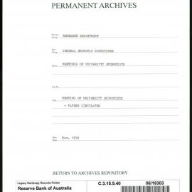 Research Department - General Economic Conditions - Meetings of the University Economists - Papers Circulated - November 1956