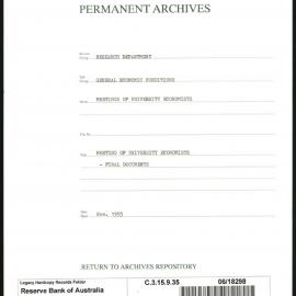 Research Department - General Economic Conditions - Meetings of the University Economists - Final Documents - November 1955