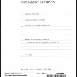 Research Department - General Economic Conditions - Meetings of the University Economists - Papers Prepared by Economists (File No.1) - November 1955